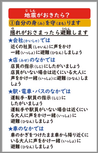 防災用「あんしんポケットカード」内容例