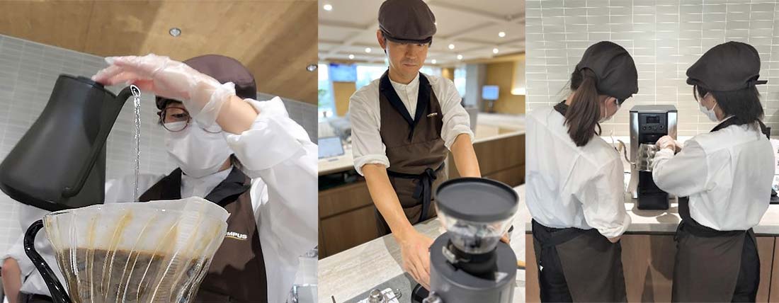 コーヒーを淹れているスタッフの様子